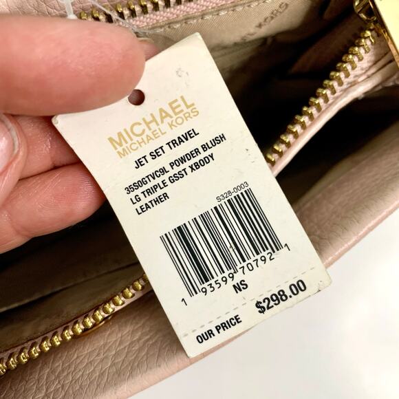 Michael Michael Kors Large Triple Gusset Jet Set Pebbled Leather Crossbody - Picture 6 of 6